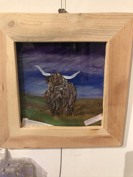 Highland cattle glass picture