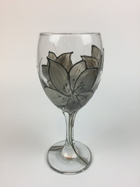 silver lily hand painted glass