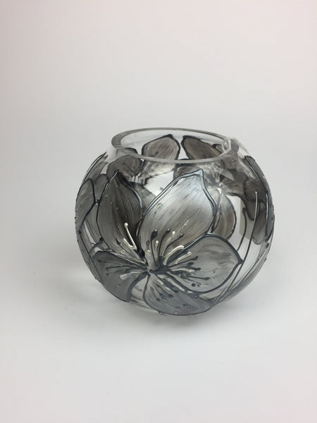 candle holder silver rose