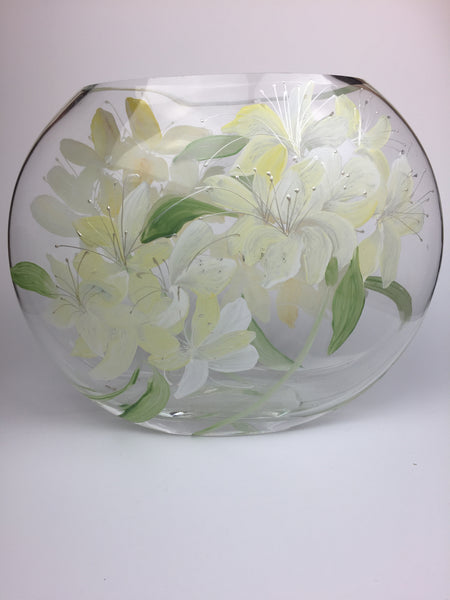 Copy of oval vase -large- silver lilies