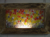 hand painted glass picture light box- daffodil wood